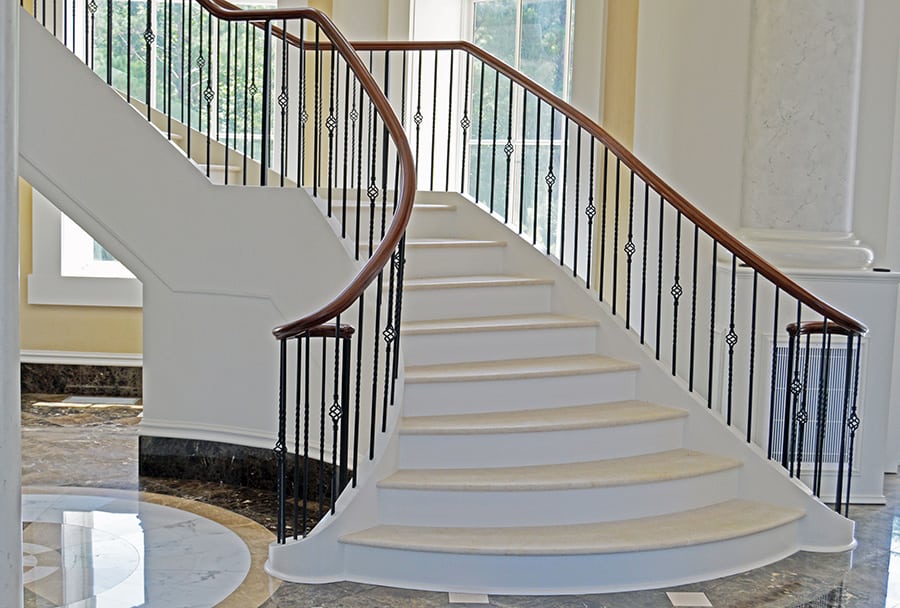 curved flared floating staircase