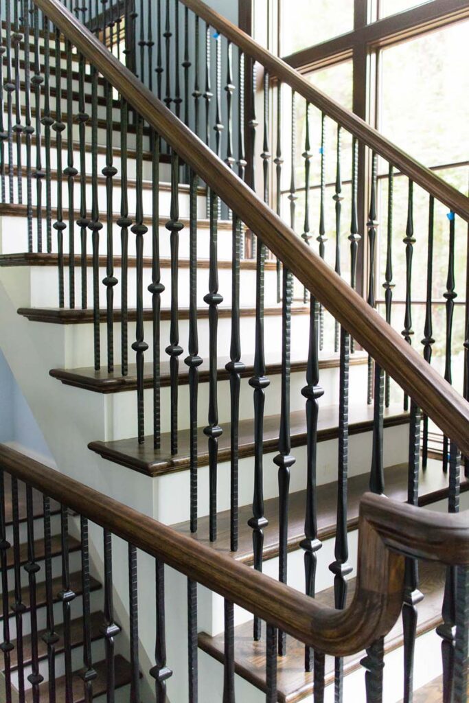 etched iron stair railing balusters