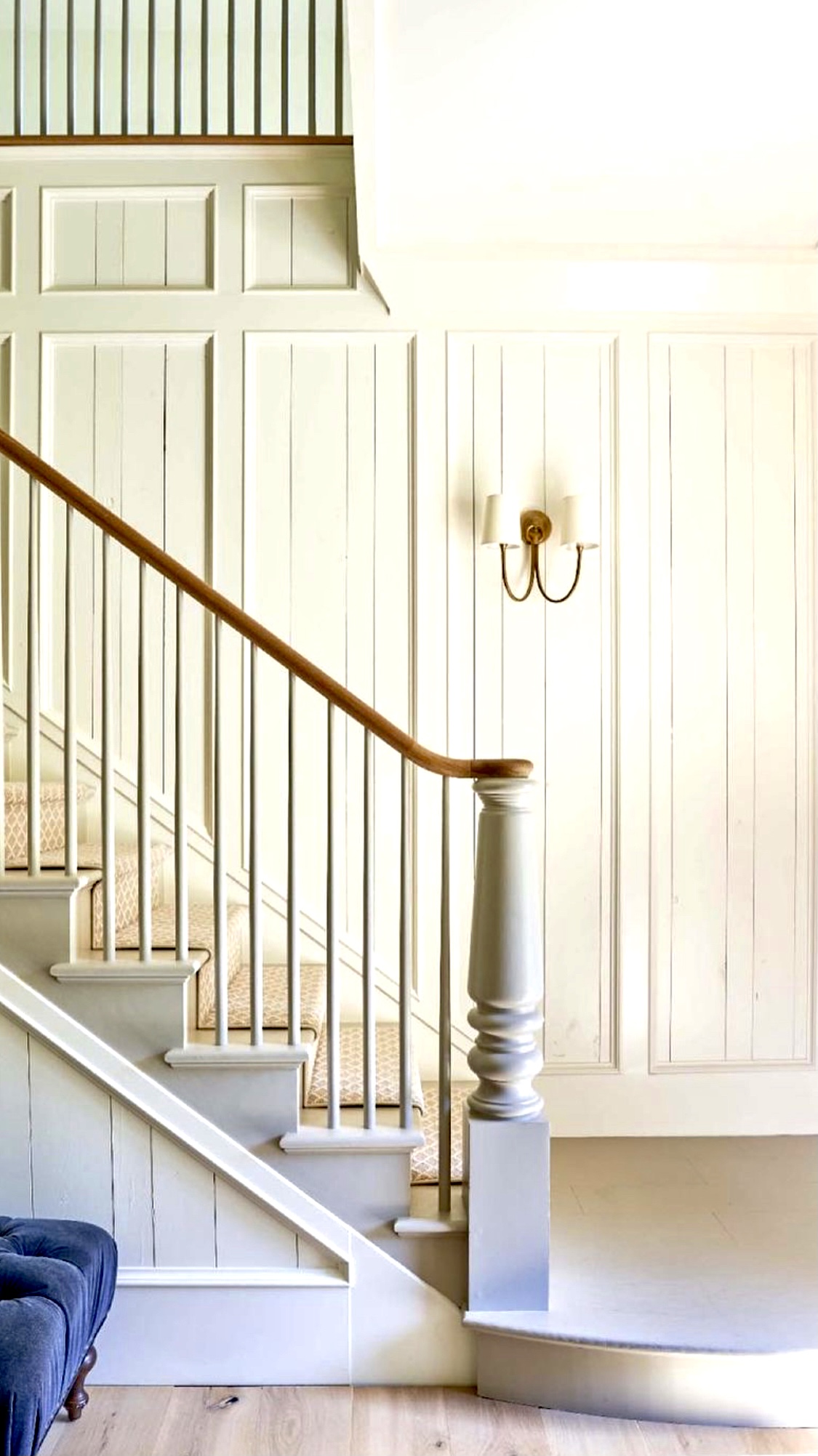 contemporary stair railing with circular newel 2