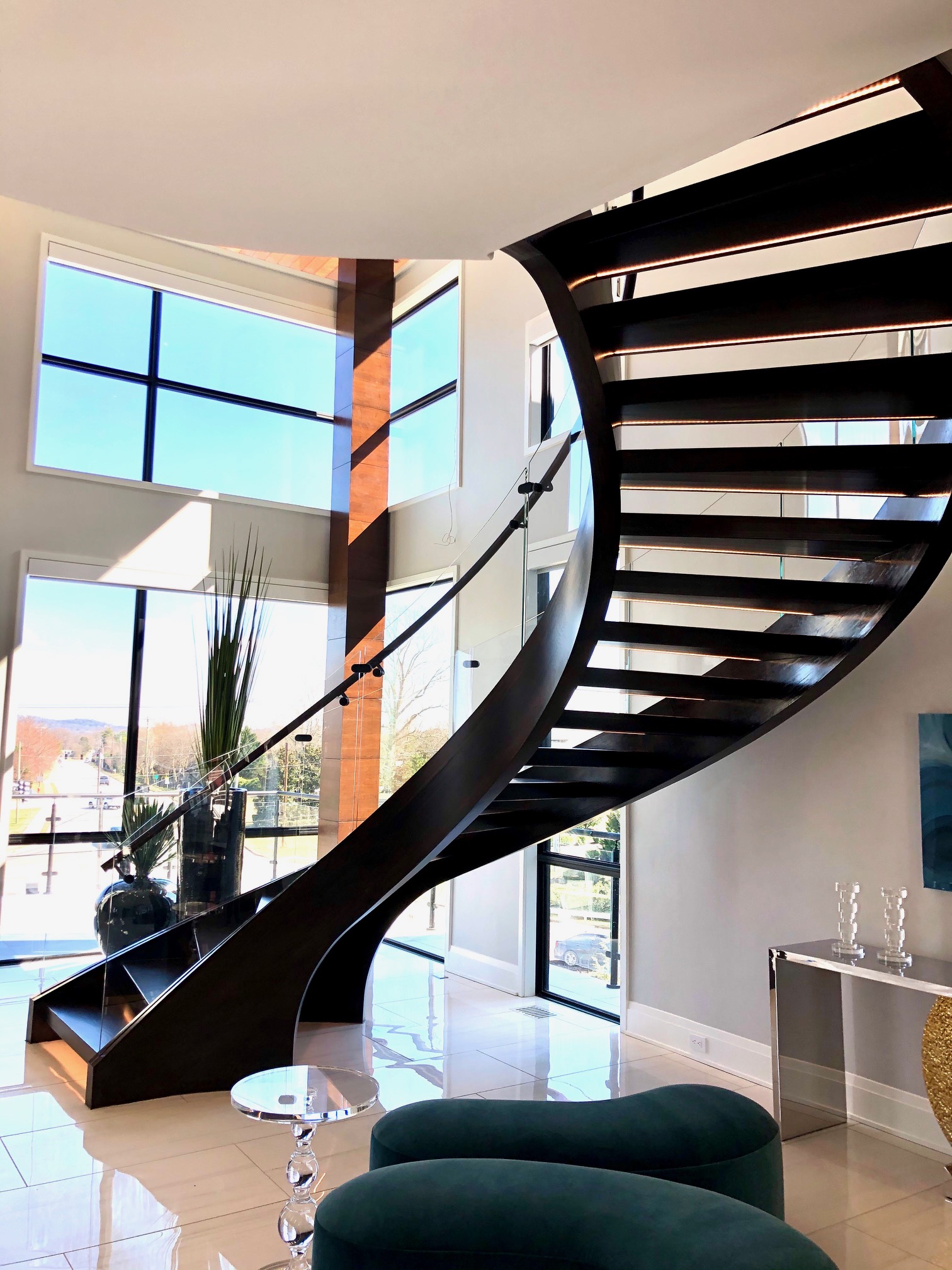 black curved floating stairs 3