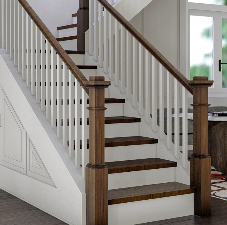 pre-finished small box newel modern stair rails