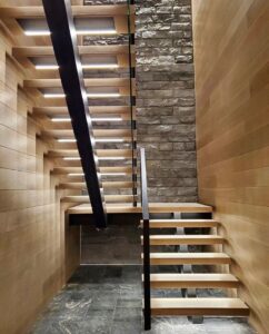 Floating Stairs with LED Lighting Embedded Stair Treads with Lighting
